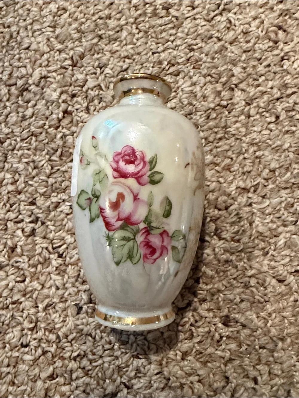 Floral Porcelain Lotion Dispenser with Pink Roses Small porcelain vase and dish